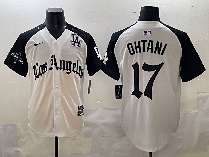 Men 2025 Los Angeles Dodgers #17 Ohtani White black Five generations Joint Name Nike MLB Jersey style 5265